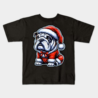 Bulldog as Santa for Christmas Kids T-Shirt